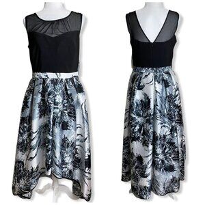 R & M Richards NWT $300 Black HI/Lo Gown Prom Formal Wedding Guest Womens Sz 8